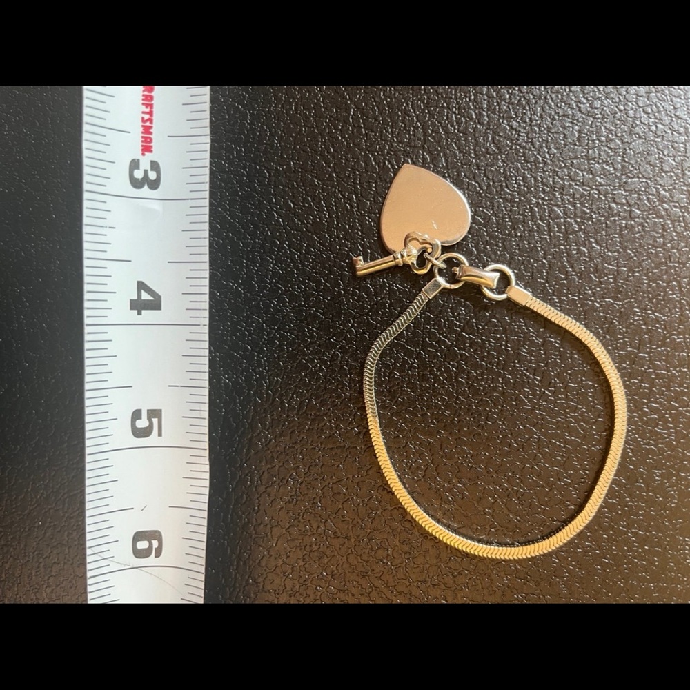 Silver Played Heart Charm Bracelet